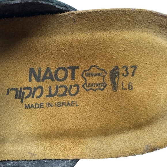 Naot Ashley Sandal Womens Size 37 US 6 Metallic Gray Leather Slide Cork Israel - Picture 5 of 5